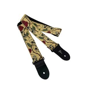 Perri's Leathers Jacquard Skull & Roses Print Guitar Strap 2 in width